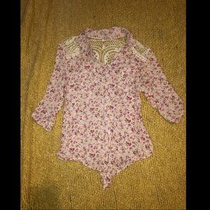 Small Floral Button Up Blouse